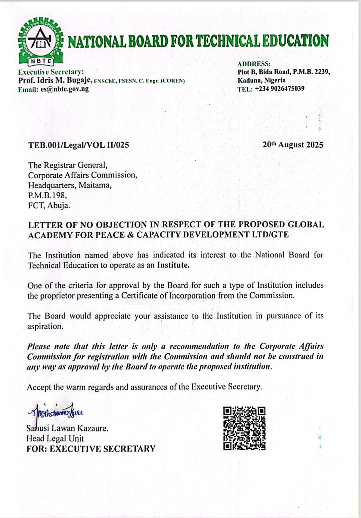 Certificate of Incorporation